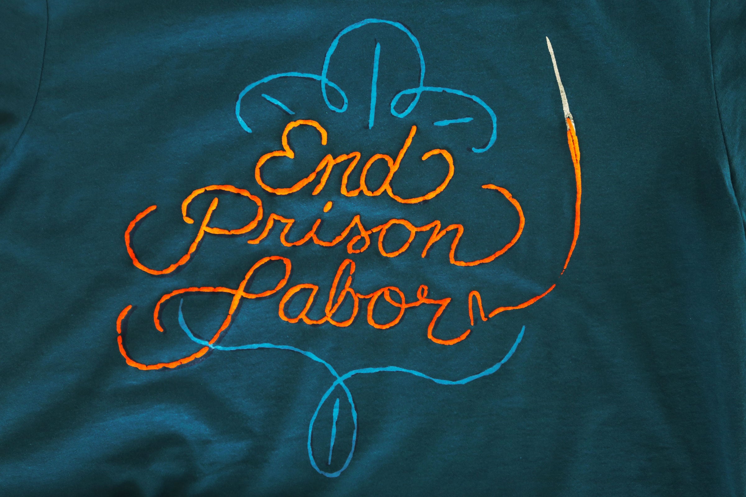 End Prison Labor Stitch Shirt in Deep Teal - Trunk Series