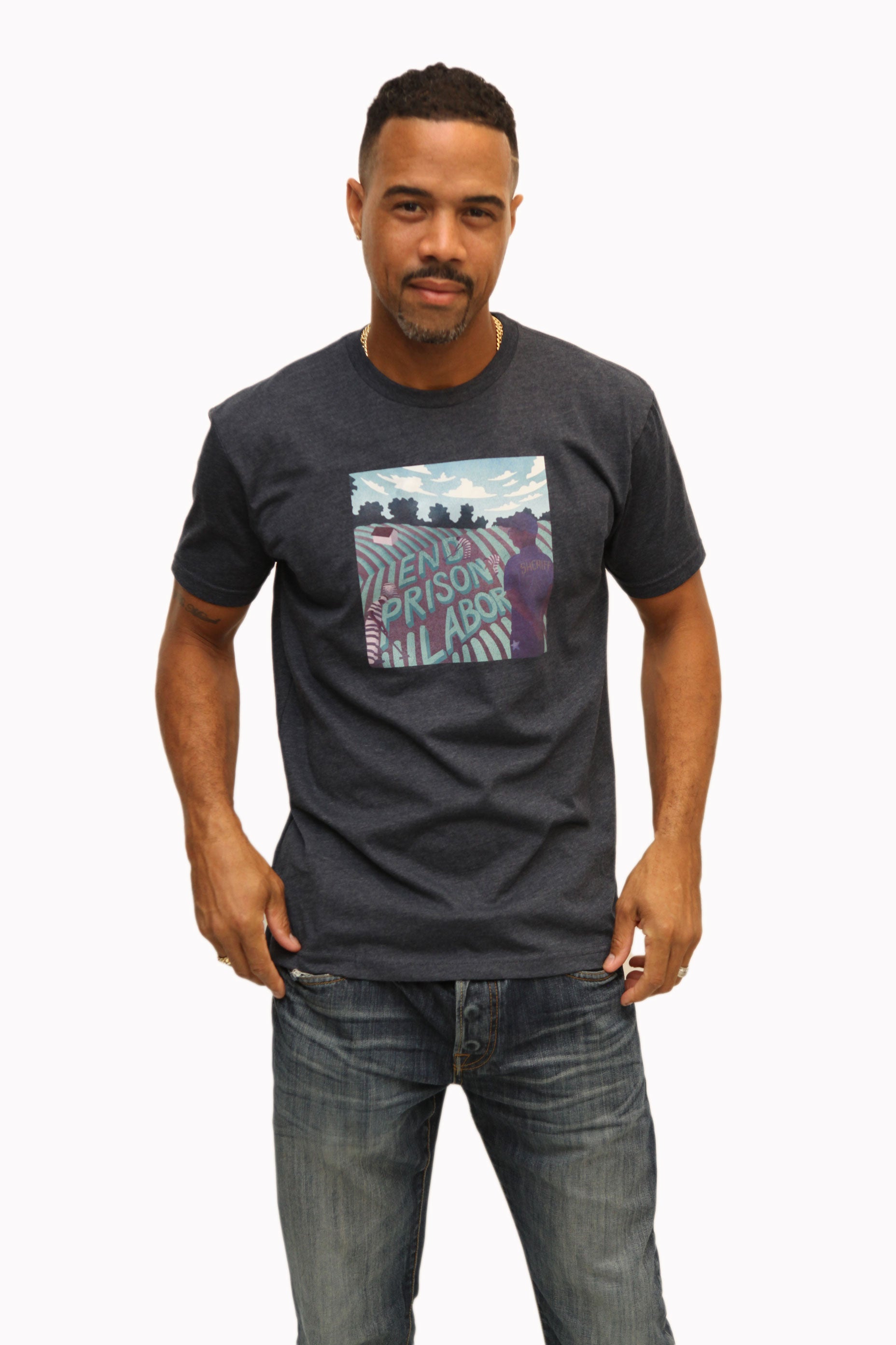End Prison Labor Illustration Shirt in Navy - Trunk Series