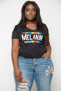 Melanin V-Neck Shirt in Black - Trunk Series